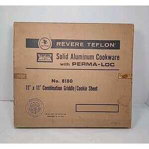 Vintage Revere Teflon 11"x 11" Combination Griddle/ Cookie Sheet W/ Original Box